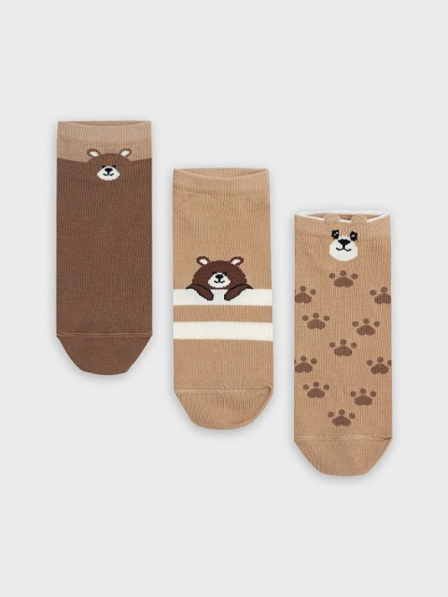Носки детские в наборе коричневые с узорами, 3 пары, фото 4 из 20