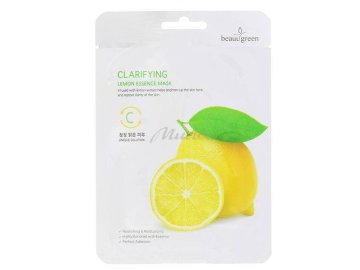 Маска ткан. Beauugreen осветл. д/лица с экстр. лимона clarifying lemon essence mask