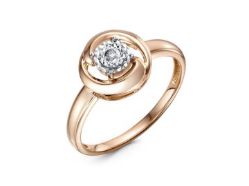 Кольцо декоративное RoseGrace, красное золото 585 проба, вставка бриллиант