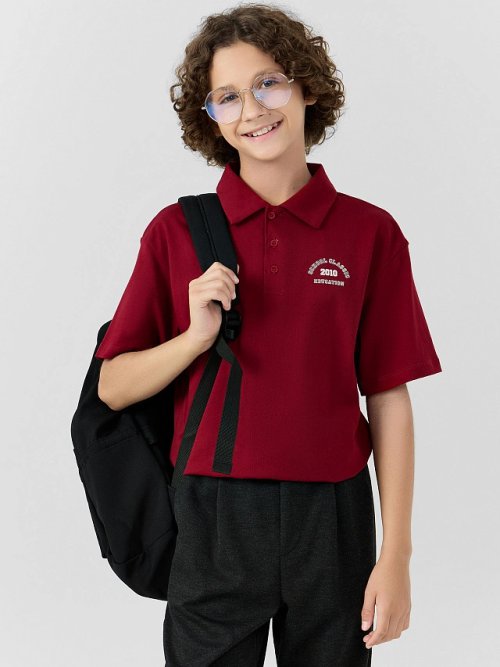 Поло для мальчиков бордовое, фото 6 из 10