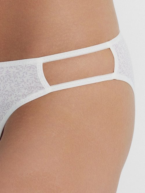 Трусы женские слипы сумрачно-белые с листочками, фото 5 из 18