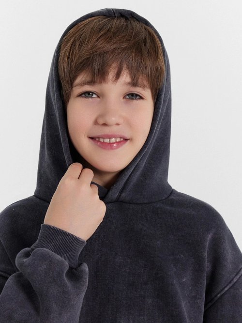 Худи для мальчиков черное с обработкой эйсид, фото 6 из 8