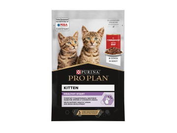 Пауч Purina Pro Plan для котят, с говядиной, HEALTHY START, 85 г