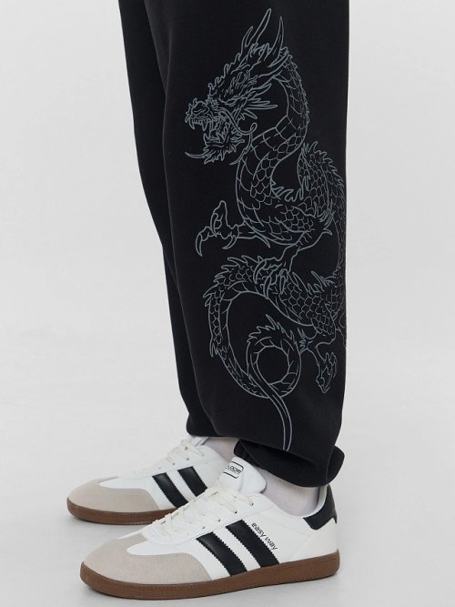 Теплые брюки джоггеры мужские черные с начесом, фото 3 из 5