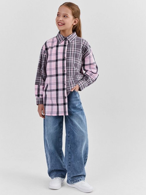 Джинсы для девочек barrel fit синие, фото 1 из 10