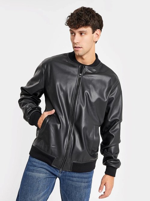 Жакет мужской из экокожи в черном цвете, фото 1 из 5