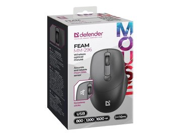 Беспроводная оптическая мышь DEFENDER Feam MM-296 (52296) черный 5 элемент