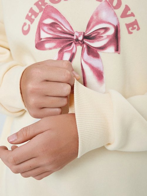 Худи для девочек бежевое с надписью "Chrome love", фото 6 из 8