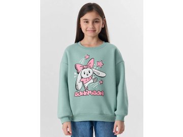 Свитшот для девочек зеленый с надписью "Bunnybun" Марк Формель