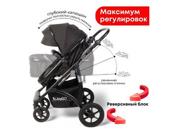 Коляска детская BubaGo Zoom BG 196-1 (3в1, Черный)