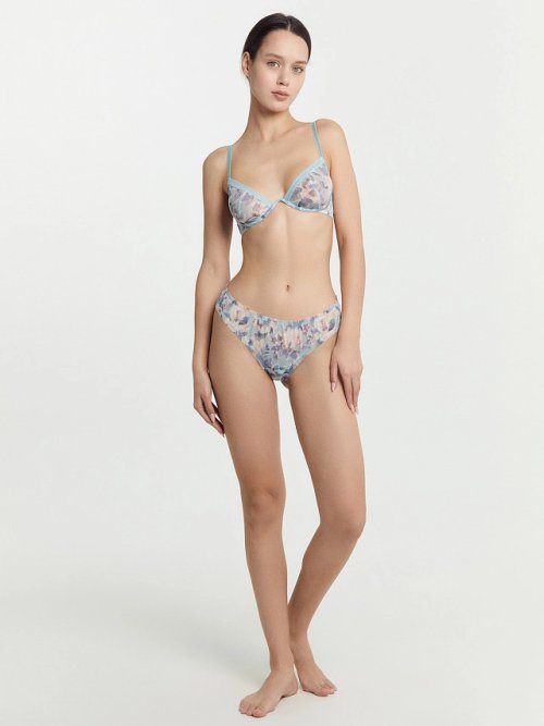 Бюстгальтер женский мятно-зеленый с крупными цветами, фото 5 из 21