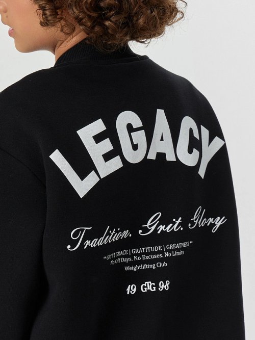 Бомбер для мальчиков черный с принтом "legacy unbroken", фото 9 из 10