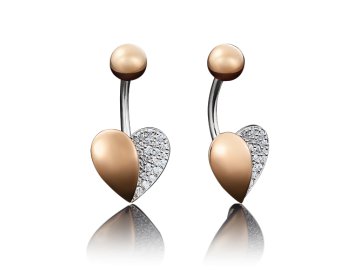 Пирсинг в пупок Platina Jewelry, комбинированное золото 585 проба
