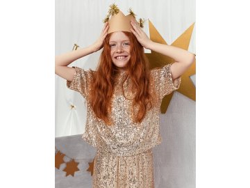 Блузка для девочек бежевая с пайетками Марк Формель