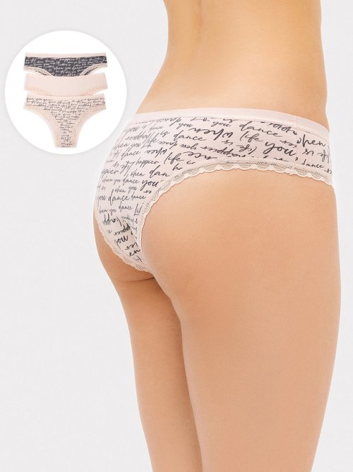 Трусы женские слипы мультипак (3 шт.) разноцветные с принтом "текст", фото 1 из 27