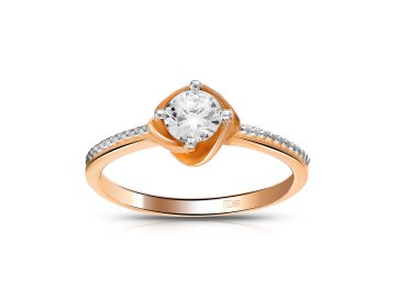 Кольцо помолвочное TALANT, красное золото 585 проба, вставка цирконий