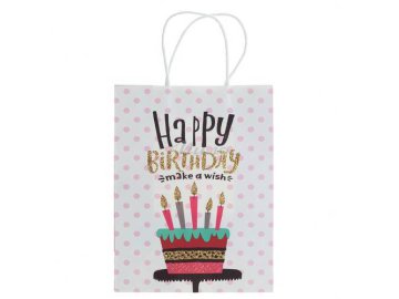 Пакет подарочный бумажный Happy Birthday 26 х 20 х 10 см, арт. SLWZ22-17-3
