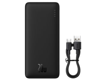 Baseus Airpow Power Bank 20000mAh 20W с кабелем USB-C (черный)