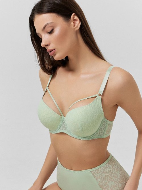 Бюстгальтер женский мятный с кружевом, фото 7 из 24