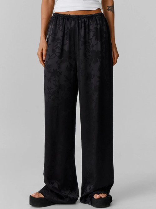 Брюки женские черные прямые с цветочным принтом, фото 2 из 8