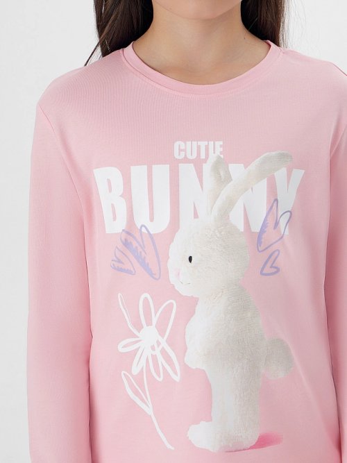 Комплект для девочек розовый с надписью "Cute bunny", фото 4 из 28