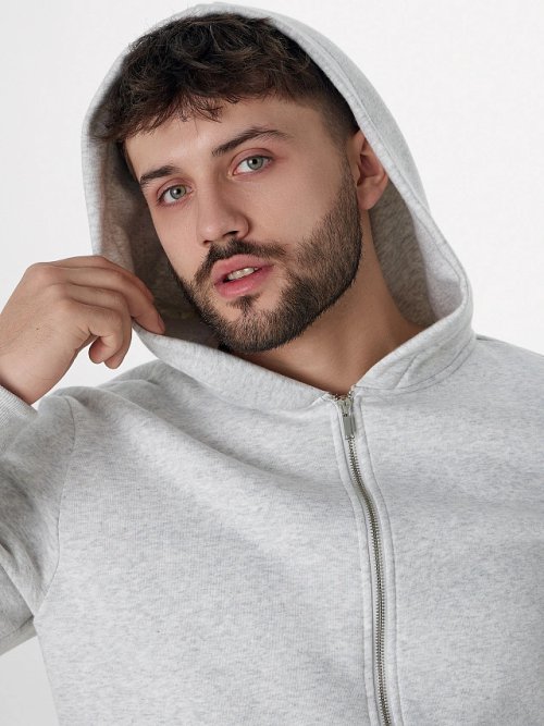 Жакет мужской серый на молнии с начесом, фото 4 из 7