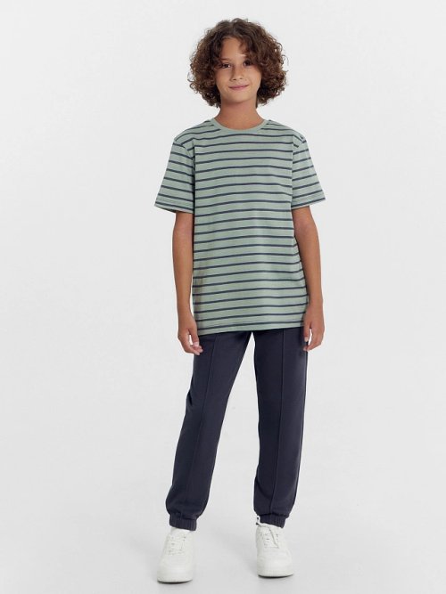 Футболка для мальчиков в серо-зеленую полоску, фото 3 из 5