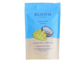 Скраб для тела BLOOM COSMETICS Кокос и манго сахарный отшелушивающий и разглаживающий, 200 мл