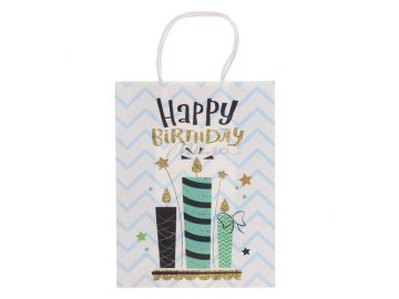 Пакет подарочный бумажный Happy Birthday 26 х 20 х 10 см, арт. SLWZ22-17-1