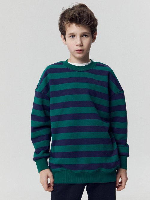 Свитшот для мальчиков в сине-зеленую полоску, фото 5 из 5