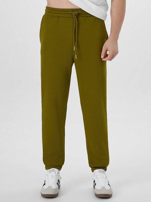 Брюки джоггеры теплые мужские зеленые, фото 1 из 6