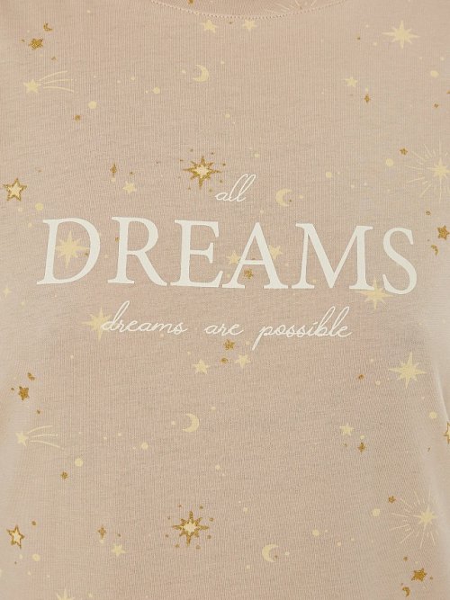 Сорочка ночная женская бежевая с надписью "All dreams...", фото 4 из 10