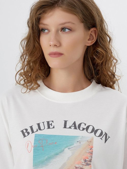 Футболка женская белая с принтом "blue lagoon", фото 4 из 35