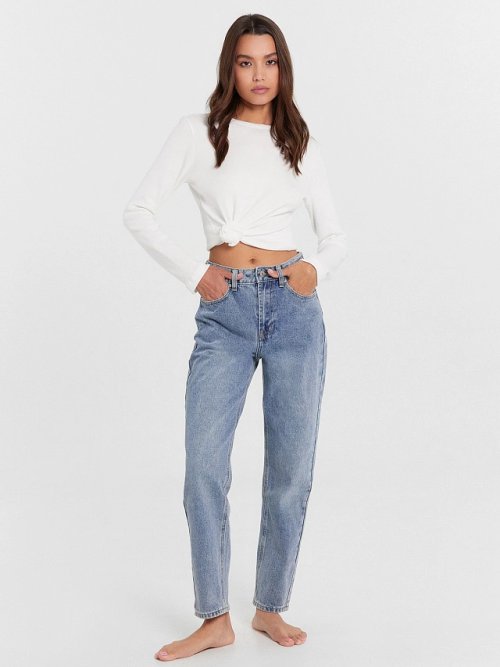 Джинсы женские Mom Fit голубые, фото 3 из 20