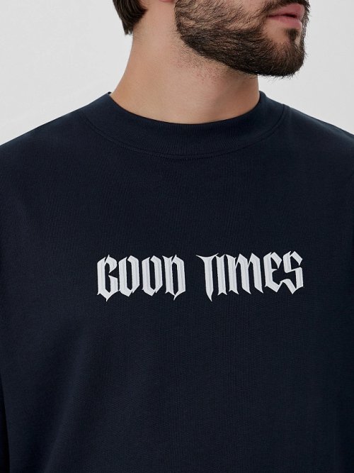 Футболка мужская синяя с надписью "Good times", фото 4 из 10