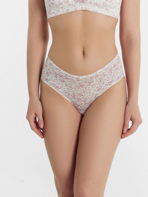 Трусы женские шорты молочно-бежевые в цветочек, фото 2 из 24