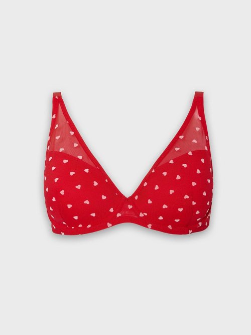Бюстгальтер t-shirt женский красный с принтом в сердечко, фото 8 из 22