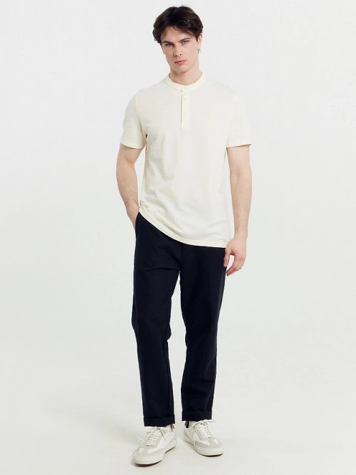 Джемпер-поло хлопковый в бело-молочном цвете, фото 3 из 7