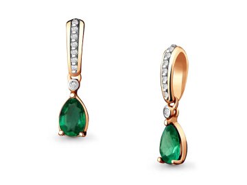 Подвеска декоративная Aquamarine, красное золото 585 проба, вставка бриллиант