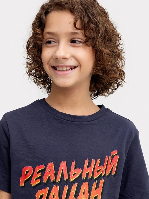 Футболка для мальчиков в синем цвете с печатью, фото 7 из 8