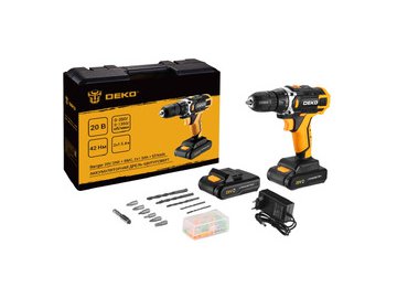 Дрель-шуруповерт аккумуляторная DEKO Banger 20V ONE + SET 63 083-1043 (с 2-мя АКБ, кейс)