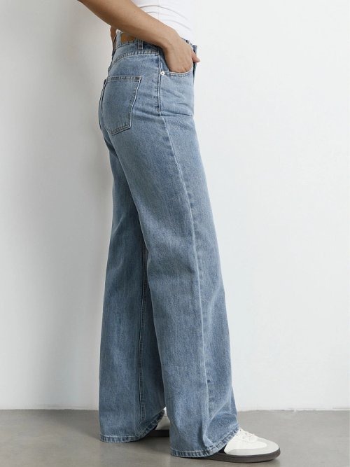 Джинсы женские Wide leg fit синие с высокой посадкой, фото 5 из 14