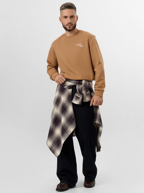 Свитшот мужской бежевый с надписью "Vintage vibes", фото 6 из 6