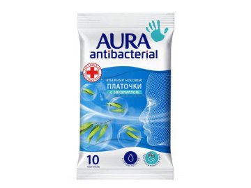 Салфетки влажные AURA Эвкалипт антибактериальные, 10 шт Мила