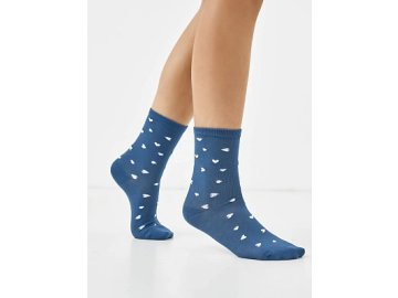 Высокие детские носки джинсового цвета в белое сердечко Марк Формель