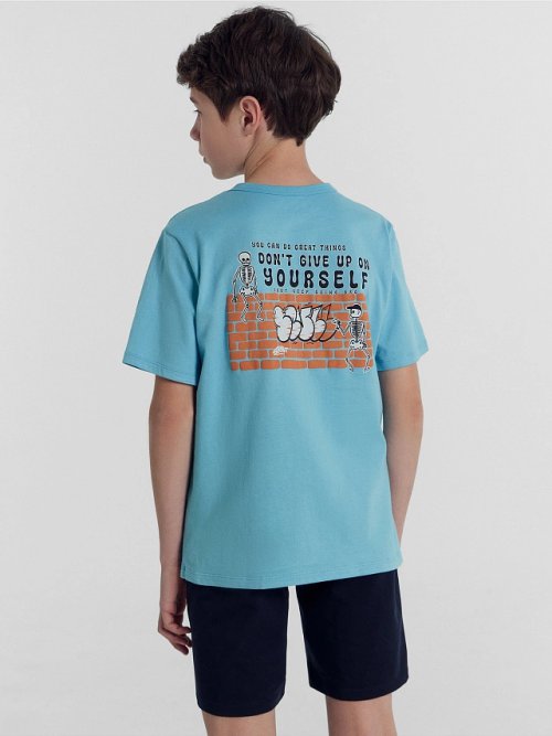 Футболка для мальчиков синяя с печатью, фото 4 из 6