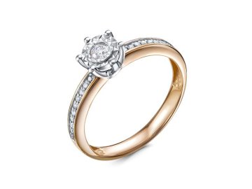Кольцо помолвочное RoseGrace, красное золото 585 проба, вставка бриллиант