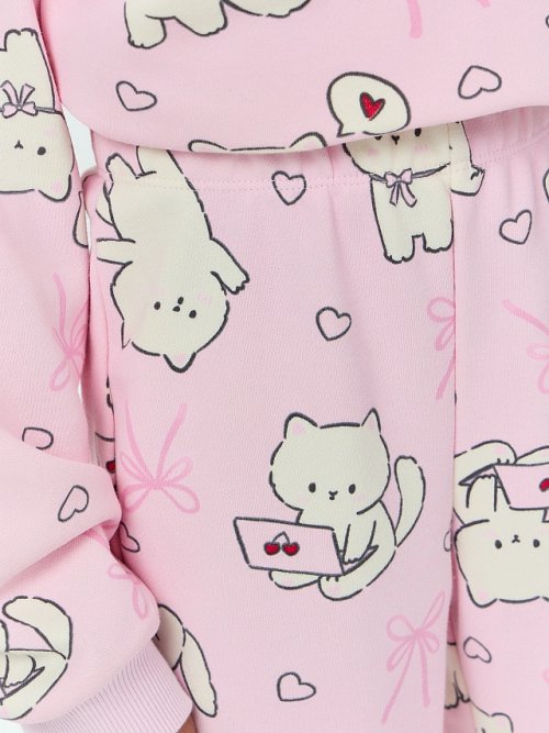 Брюки для девочек розовые с принтом, фото 4 из 6