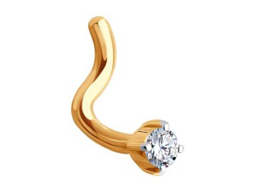 Пирсинг в нос Diamant, красное золото 585 проба
