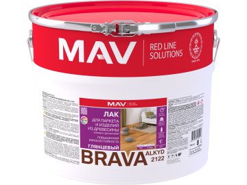 Лак BRAVA ALKYD 2122 для паркета и изделий из древесины (АУ-2122) бесцветный глянцевый 10л (8 кг)